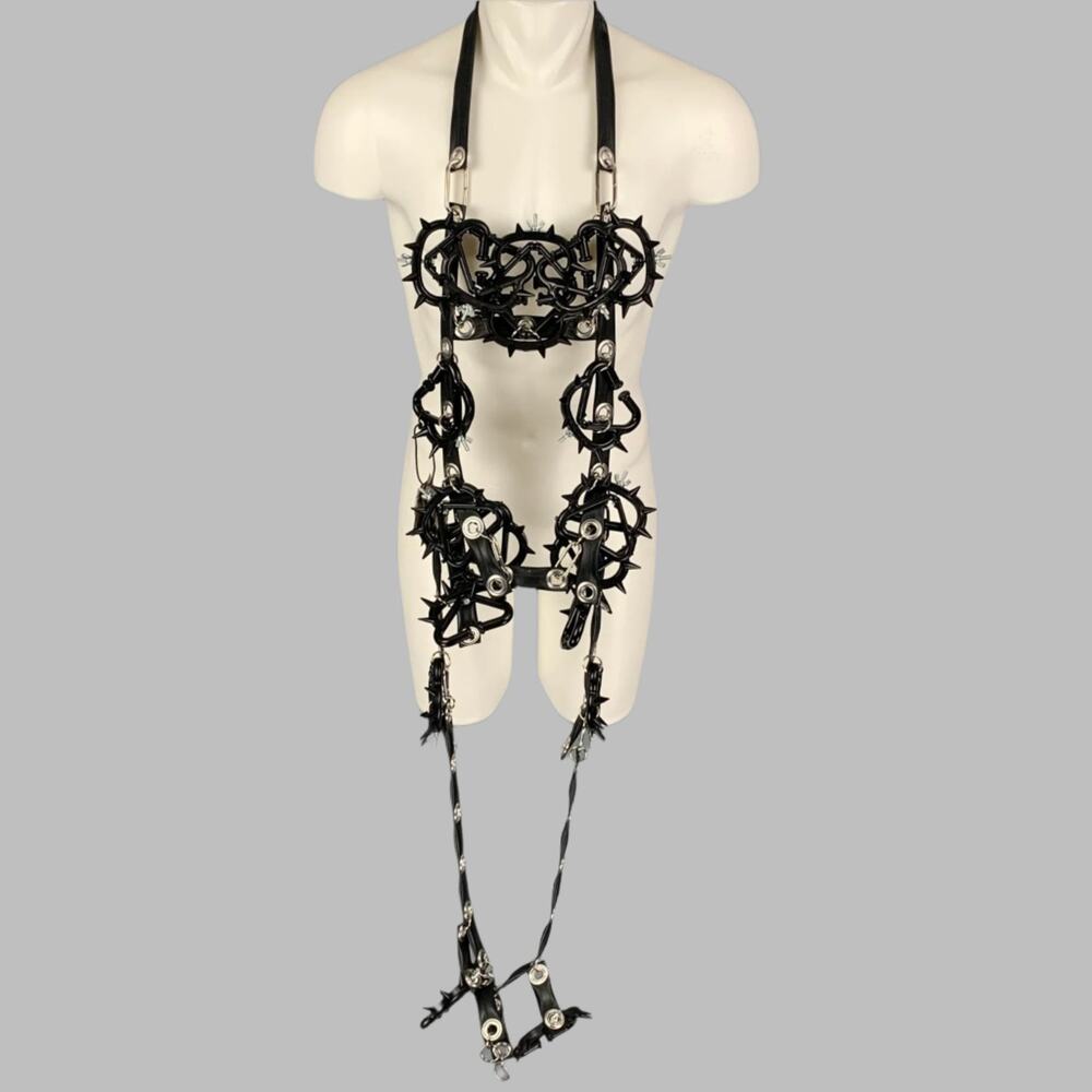 COMME des GARCONS HOMME FW 2019 Black Silver PVC Rubber Harness Necklace
